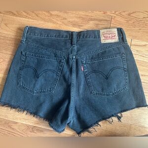 Levi's Charcoal Denim Frayed Shorts